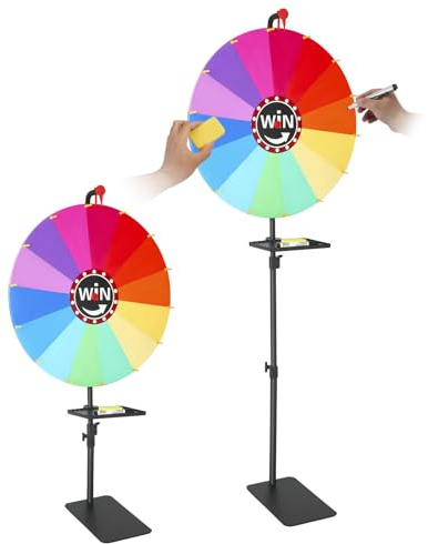Eirolace Roue De La Fortune De 61 Cm,Grand Format,14 Couleurs,avec Gomme Et Marqueur,Réglable De 85 Cm À 160 Cm,Roue De Loterie Idéale pour Les Carnavals,Événements,Fêtes,Jeux De Mots