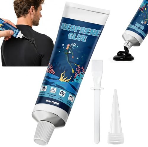 Miioto Colla per neoprene da 100 ml, set di riparazione in neoprene, impermeabile e durevole, ideale per la riparazione di mute in neoprene, salopette, tute da pesca e materiali in PVC (nero)