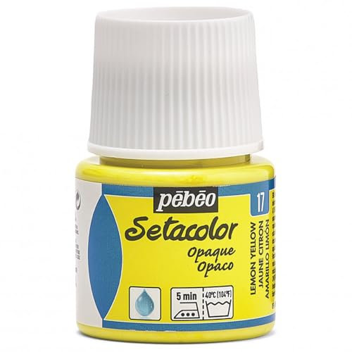 Pebeo Setacolor Textilfarbe blickdichter Stoff Farbe Effekt Buntglas, Lemon Gelb, Lemon Gelb
