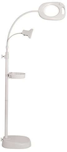 Purelite - Lámpara con lupa 4 en 1 (con estante, atril y ledes de intensidad regulable) Con enchufe alemán.