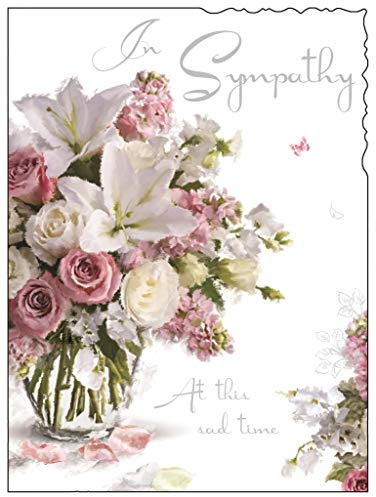 Jonny Javelin Sympathy Card (JJ4338) - In Sympathy - Bouquet Of Flowers - Silver Embossed