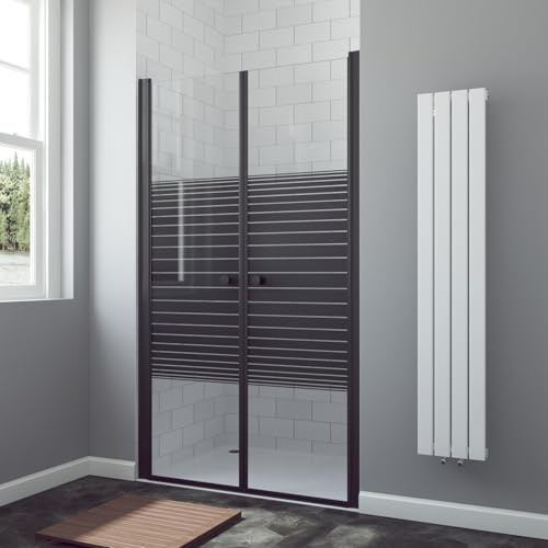 AQUABATOS Duschtür Pendeltür schwarz 80 x 195 cm Nischentür Dusche Rahmenlos Duschkabine Schwingtür Doppelflügel Duschabtrennung Duschwand Glas aus 6 mm ESG Sicherheitsglas mit NANO Beschichtung