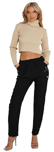 Ladies Full Length Cherry Berry Soft Pants Stretch High Elasticated Capri Trousers Pants (Black, 18)