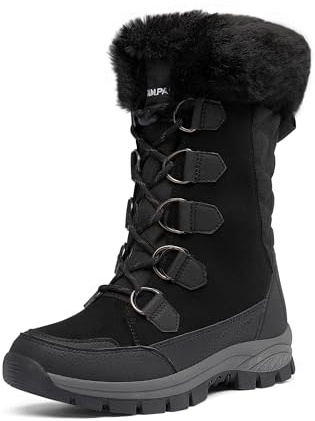 DREAM PAIRS Women's Waterproof Mid Calf Snow Boots,Black,8
