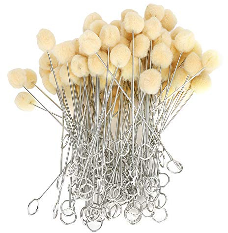 Agatige kantenpinsel, 100 Stück Wollpinsel, wollwischer, Schaumstoff Pinsel, Wollfarbstoffwäscher Lederfarbpinsel Färbeapplikator Lederfärbewerkzeug mit Metallgriff für DIY-Bastelprojekte