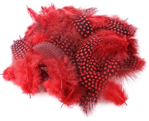 JHGCCL Plumes de Faisan de volaille Plumes Naturelles tachetées Plumes lâches de 5-8 cm pour l'artisanat avec décor de Panache à Pois Blancs