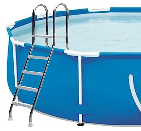 AIBOTY Escalera para Piscinas Elevadas 52, Estructura Metálica De Acero Inoxidable Resistente A La Corrosión con Peldaños De Plástico Resistente, Escalera De Piscina De 4 Peldaños, Máxima De 500 LB