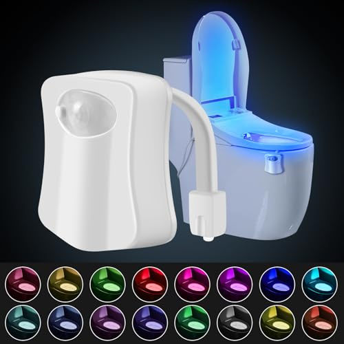 HOTUT Toilette Licht WC-Nachtlicht, Toilettenschüssel Nachtlicht, 16 Farben Motion Sensor wc nachtlicht, Toilettenbeleuchtung,Lustige Badezimmerzubehör (Batteriebetrieben)