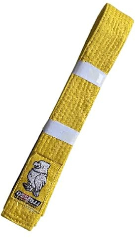 OSS Combat Sports BJJ Cintura per bambini – Approvata IBJJF, 100% cotone, leggera, design resistente, pronta per competizioni, perfetta per giovani praticanti brasiliani di jiu-jitsu., Giallo, 250 cm