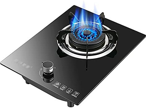 Fornello a gas singolo, 32 cm, con supporti in ghisa, ideale per cucina di casa, da banco e fornello singolo