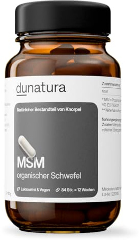 MSM Kapseln - 84 vegane Kapseln in Glasflasche - 1000mg Methylsulfonylmethan (MSM) pro Tagesdosis - Ohne Magnesiumstearat, hochdosiert und in Deutschland produziert