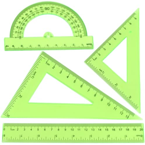 SULIUDAJI 4 Pezzi Set di Geometria e Disegno, Geometria Scala Righello Impostato Righello Triangolare Compasso-squadre,Misurazioni in cm e pollici, Perfetto per Scuola e Ufficio