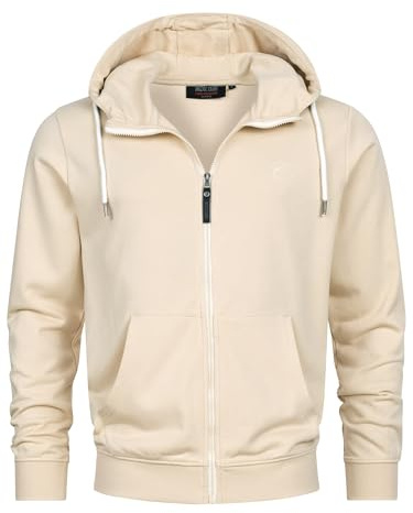 Indicode Herren INChristos Sweatjacke mit Kapuze und Reißverschluss | Hooded Jacket Kapuzenjacke für Männer Fog, M