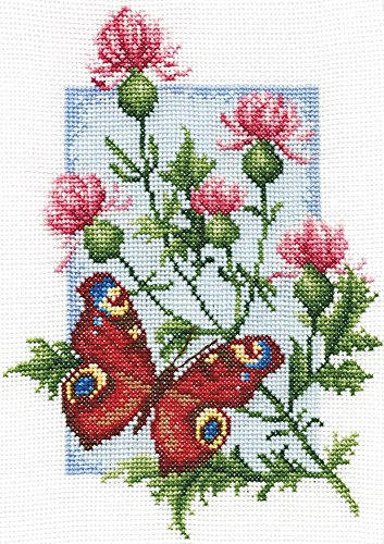 Fjäril och tusensköna blomma korsstygnssats