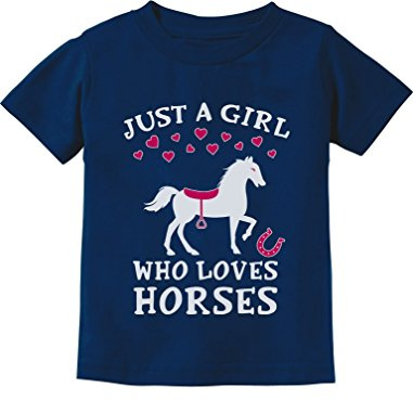 Tstars Just A Girl Who Loves Horses Shirt for Kids Horseback Riding Apparel Equestrian Gift for Girls 4T Navy