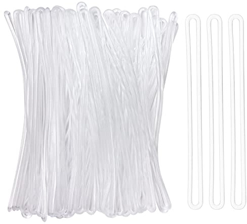 SBYURE 100 Pack Clear Plastic Luggage Straps, Worm Loops for Luggage Tags, Plastic Name Tag Loop for Identification Cards ID, 6 inch