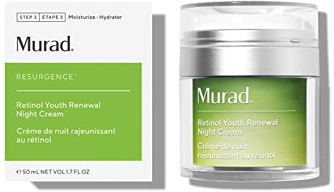 Murad Retinol Youth Renewal Night Cream, Anti-Ageing Retinol Moisturiser for Face & Eyes, Reduces Fine Lines & Wrinkles, Firms & Smooths Skin, Tri-Active Retinol, Niacinamide & Peptides