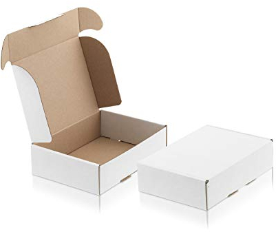 WPTrading - 100 Stück Maxibriefkarton 180 x 130 x 45 mm 1-wellig weiß - Faltkarton mit Steckverschluss als Maxibrief für Warenversendung - Versandkarton für Päckchen klein - Karton Versandverpackung