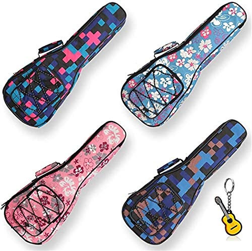 Guitare Ukulele Case Gig Bag pour Baryton Ukelele Guitarlele Instrument (Color : Blue Flower, Size : 26inch)