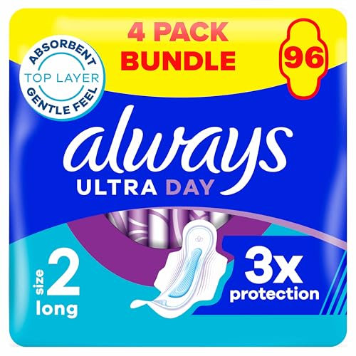 Always Ultra Sanitary Towels Long (Size 2) Wings X 24 Pads, Super Absorbent and Ultra Thin, for Menstrual Periods 24 x 4
