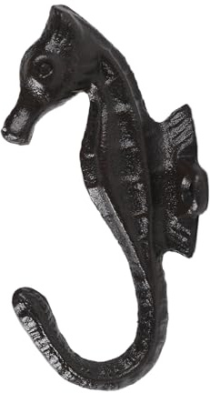 BRASSTAR Cast Iron Seahorse Shape Wall Hooks Coat Rack Hangers Rustic Decorative Wall Mounted Rust Color Practical Tool TQGJPT564 (1)