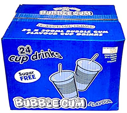 Sugar-Free Drink Cups Variety Pack, Bulk 24 Count, with Paper Straws Cola Bubblegum Lime (Bubblegum)