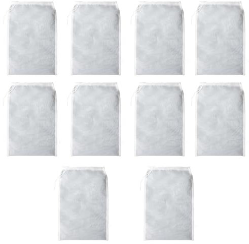 10 Pcs Nut Milk Bag, 20x30cm Food Grade Nylon Cheese Cloth Bags for Straining, Fine Mesh Cheesecloth for Straining, Muslin Cloths for Cooking, Reusable Strainer Bag for Yogurt/Juice/Tea