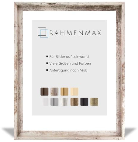 RahmenMax MDF-Leerrahmen ASTURIEN speziell für Leinwandbilder BZW. Keilrahmenbilder im Format 50 x 61 cm. Schattenfugenrahmen in der Farbe: Beige Vintage. 10 Farben zur Auswahl