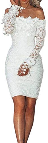 Générique Robe de mariée courte en dentelle pour femme - Manches longues - Mode civil - Robe de mariée