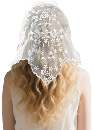 Nzexlyva White Elegant Headband for Women, Lace Flower Triangle Hair Bandanas, Crochet Bandana for Sweet Girls Camping Taking Photo Women's Headbands, Fashion Headbands Hats