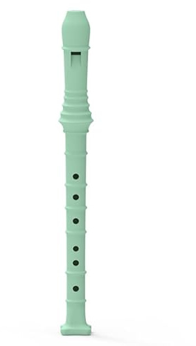 Sopran Recorder Flöte Flauta blockflöjt av silikon grepp tysk musikalisk inspelare 8 hål set i C med ficka, flöjtmopp för blockflöjt barn (grön)