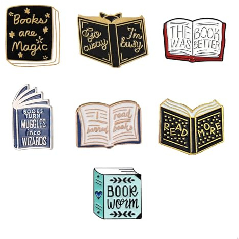 Pin Badges Cartoon Book Enamel Pins Books Lovers Gifts Decorative Lapel Pins for Backpacks Clothing Bags Jackets Learning Gifts for Teacher Student