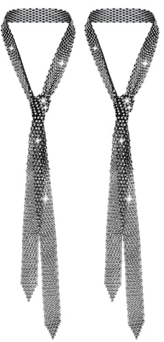 SEAUR Y2K Glitter Rhinestone Sciarpa Cravatta Cintura Pendente Borsa Set Multifunzione Disco Festival Carnevale Accessori per Donna Uomo Nero *2