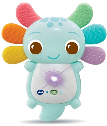 VTech - Croc' Croc Axolotl - Hochet de Dentition - Axolotl Jouet Sensoriel Bébé - Jeu d'Éveil Lumineux et Musical - Cadeau de Naissance Bébé Dès 3 Mois - Contenu en Français