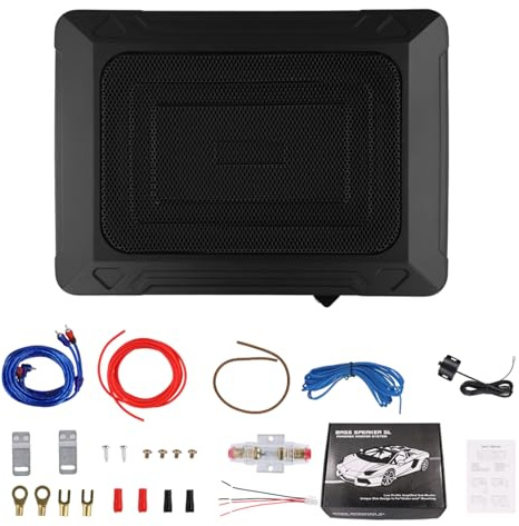 Realdio Ultraflacher Auto-Subwoofer, Adecuado para Auto/camión, con Amplificador Integrado, montable bajo los Asientos, Potencia máxima 1000W, subwoofer Compacto