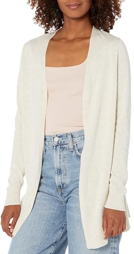 Amazon Essentials Women's Lightweight Long Sleeve Open-Front Cardigan Sweater (Available in Plus Size), Oatmeal Heather, X-Large