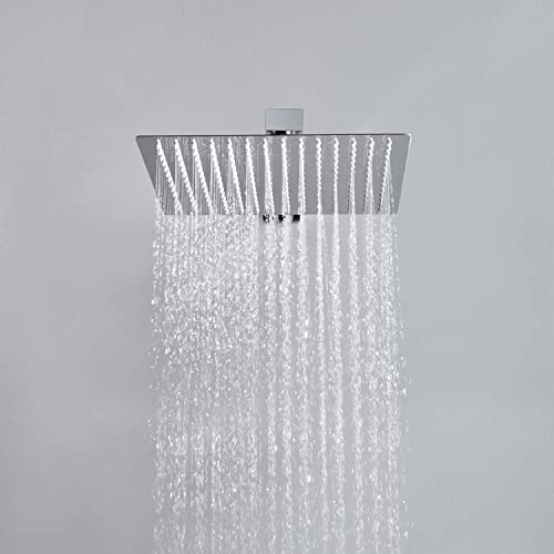 JOHO Soffione Doccia da Parete in Acciaio Inox 304 con Ugelli Antiicalcare (20x20cm quadrato)