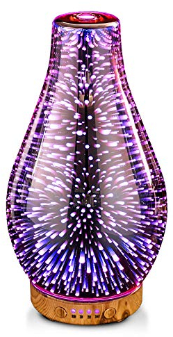 Difusor de Aroma de Cristal Rosa Dorado para aceites Esenciales, humidificador ultrasónico silencioso, Apagado automático, luz de 7 Colores, Libre de BPA, Cool Mist, Yoga