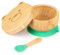 Cuenco de succión con tapa y cuchara para bebés y niños pequeños, cuenco de alimentación permanente, madera de bambú natural para una vajilla fácil de limpiar, perfecto para el viaje de destete de los