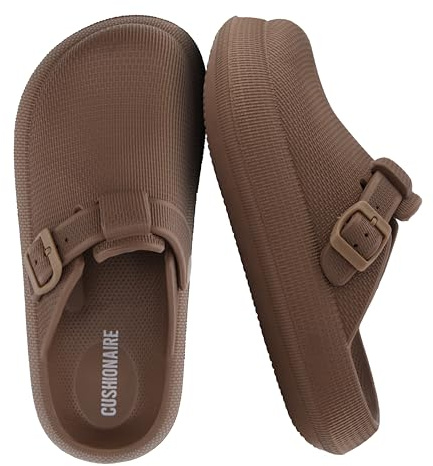 CUSHIONAIRE Fable Rubber Womens Clogs, Waterproof Slip On Platform Shoes for Women with Non Slip Outsole and Cushioned Footbed, BROWN 8