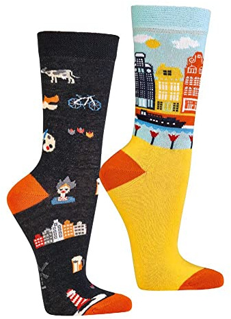 krautwear Herr och dam, 2 par färgglada mönstrade strumpor, 30, födelsedag, pappa, mamma, presentidéer, Nederländerna, 42-47 EU