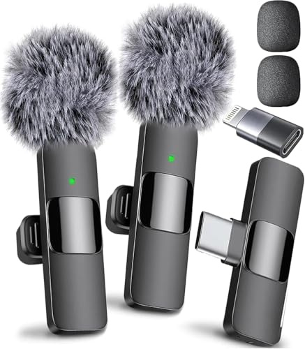 Mini Mic Pro (Latest Model) - Wireless Mini Microphone for iPhone, iPad, Android - 2 Pack Lavalier Microphone for Video Recording - iPhone Mic Crystal Clear Recording with USB-C for Content Creators