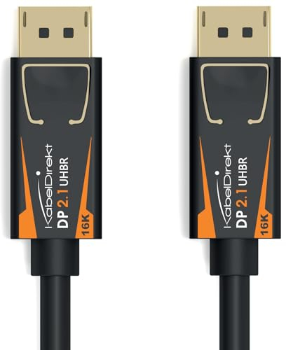 KabelDirekt – DisplayPort 2.1 Kabel/16K DP 2.1 Kabel – 2m – in Deutschland entwickelt (DP80/UHBR mit 80Gbps für Gaming-PC/Monitor, FreeSync/G-Sync, extreme Performance: 16K@60Hz, 8K@120Hz, 4K@240Hz)
