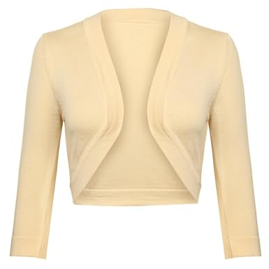 Gyabnw Bolero Cárdigan Festivo para Mujer Cárdigan Corto para Mujer Elegante Chaqueta Tradicional Chaqueta Nupcial Manga Larga Boleros de Oficina Tops Cortos con Cuello en V para Boda Vestido