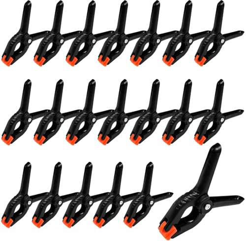 Gentpovth Pinzas de resorte 70mm 20pcs, 4 Pulgadas Resorte Abrazadera, Abrazaderas de sujeción con resorte con amplia apertura de mordaza, con mango de plástico, para Estudio Fotografía Fondos