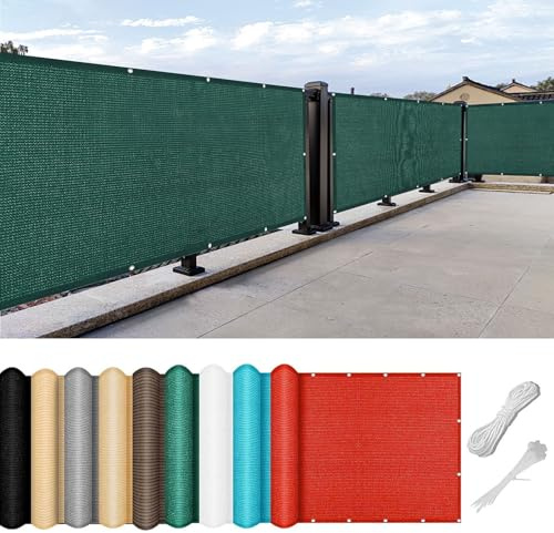 Balcon Privacidad 150 x 600 cm Resistente Al Viento Privacidad de Balcón y Pantallas con Ataduras de Cables para Barandillas de Balcón, Terraza y Jardín, Verde Oscuro