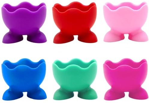 Bekecidi Ensemble de Coquetiers en Silicone, 6 Pièces Coquetiers Colorés Coquetiers Support Oeufs Support de Trempage Support Coquetiers de Poulet pour Cuisine Oeufs Bouillis Petit Déjeuner