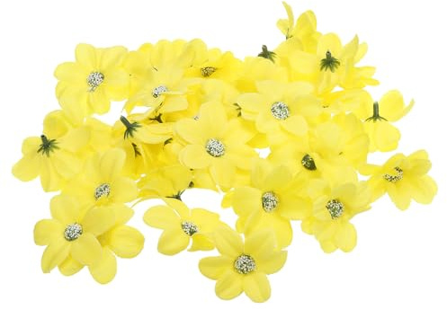 PATIKIL Konstblomhuvuden för hantverk, 50 st falska krysantemum blomhuvud bulk mini konstgjorda silkesblommor utsmyckningar för krans bröllopsfest dekoration, gul