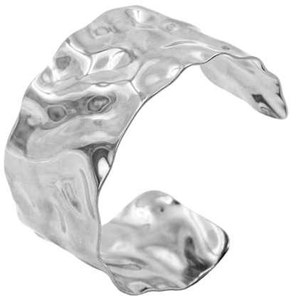 Hyacinthy Armreifen Damen, Armreif Breit für Damen, Oberarmreif Plattiert Verstellbares Offenes Manschetten Armband, Stapelbare Handgelenks Manschetten Arm Bänder (Silber)