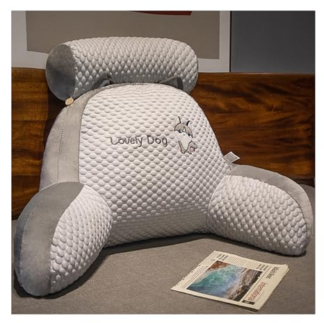 Cuscino da lettura 2 in 1 con braccioli cuscino di supporto per la schiena extra large cuscino di supporto per lo schienale staccabile cuscino da coccole per il letto C(Size:70*50*25cm,Color:Grigio A)